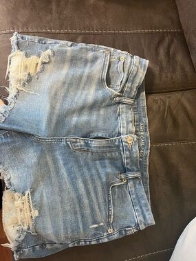 American Eagle Outfitters Light Blue Distressed Denim Cutoff Shorts